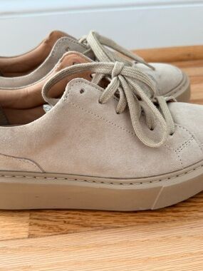 Clarks Neutral Suede Platform Sneakers - Lace Up